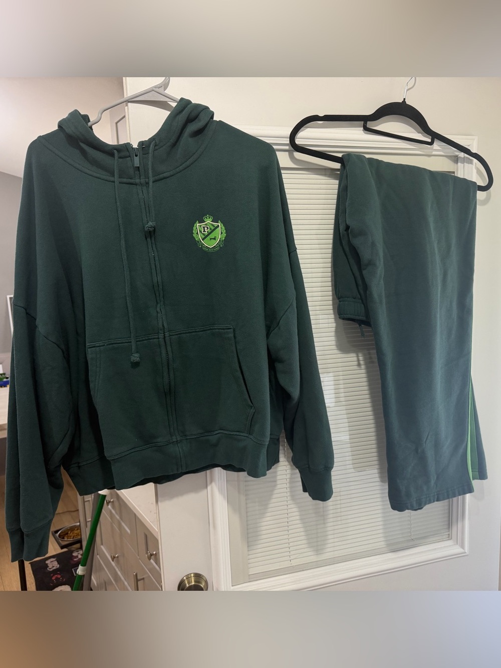 PINK Victoria's Secret Dark Green Hooded sweatshirt and pants